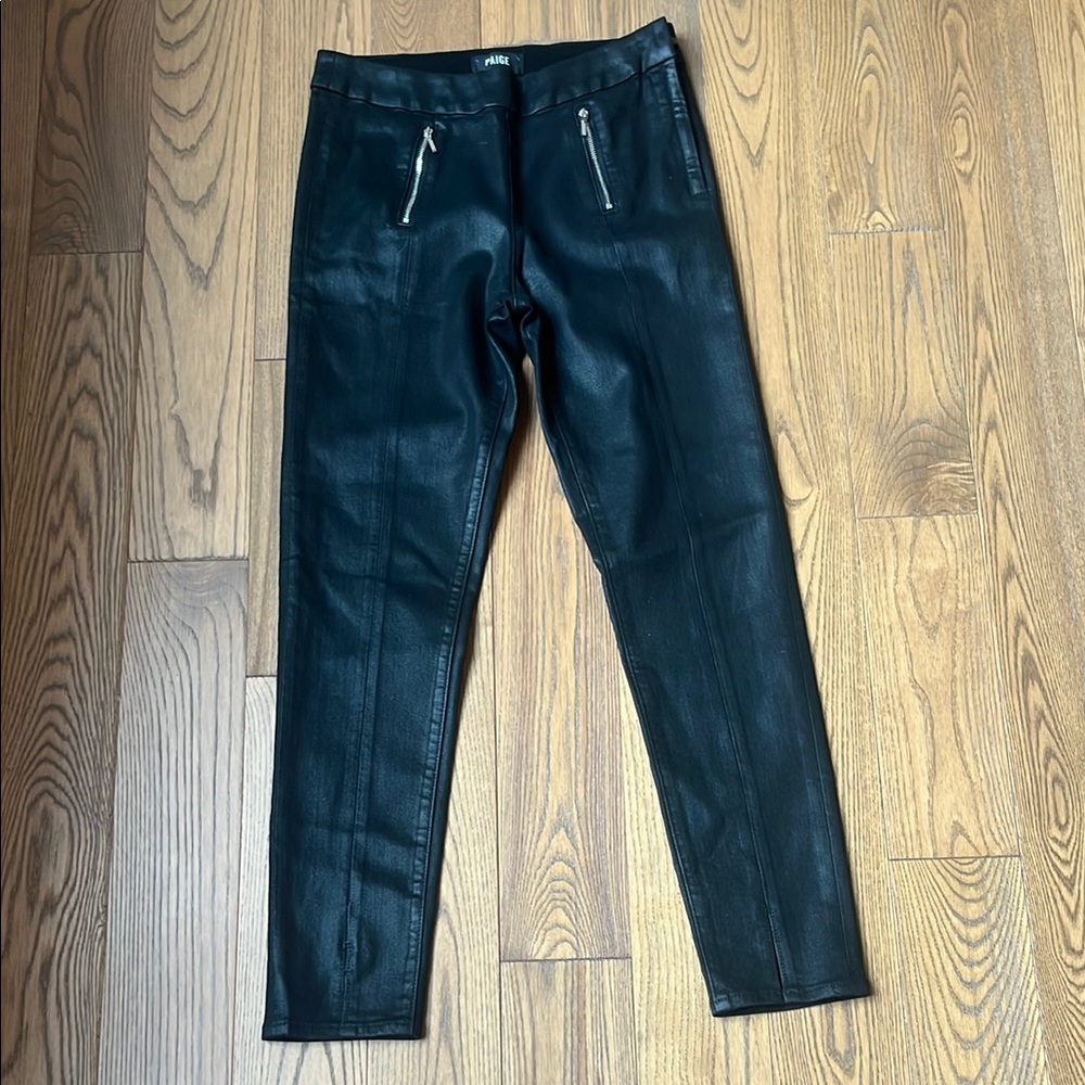PAIGE Black leather Jeggings Sleek Contemporary Fit